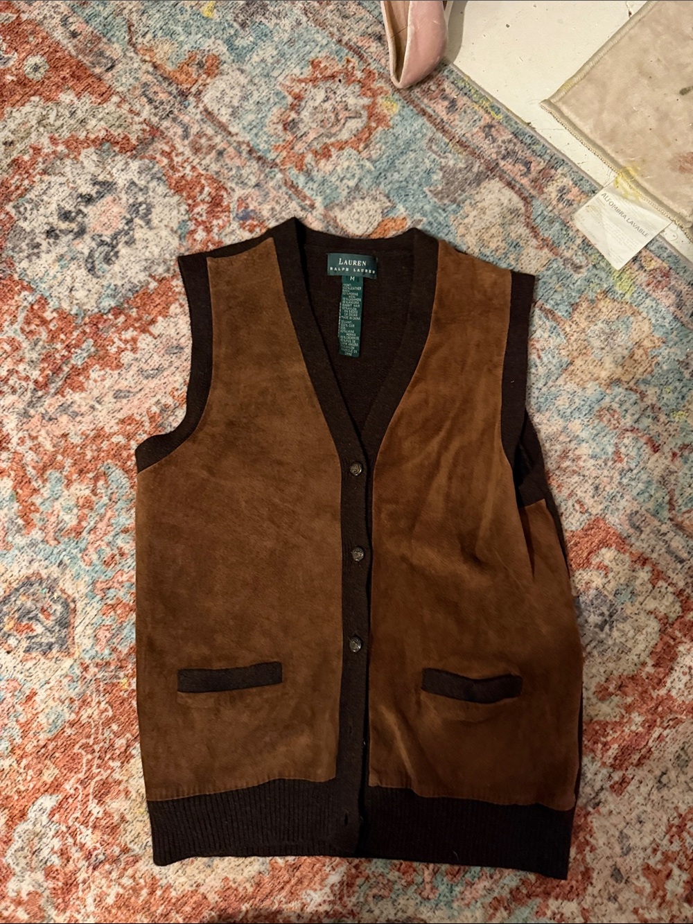 Lauren Ralph Lauren Brown Suede Vest with Dark Trim